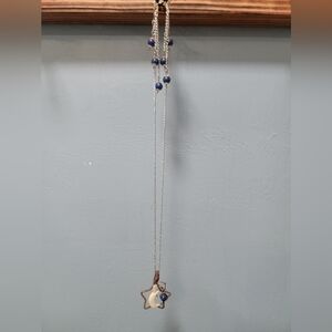 Star and Moon Silver Necklace with Earrings